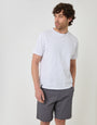 Threadbare Patterned Regular Fit Stretch Chino Shorts with Belt in Slate Grey - full body