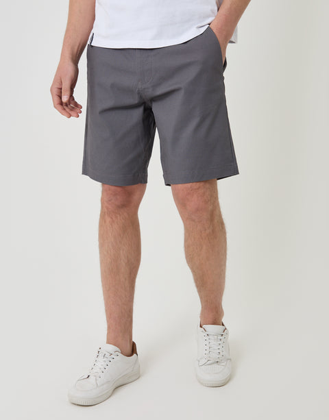 Threadbare Patterned Regular Fit Stretch Chino Shorts with Belt in Slate Grey - front view