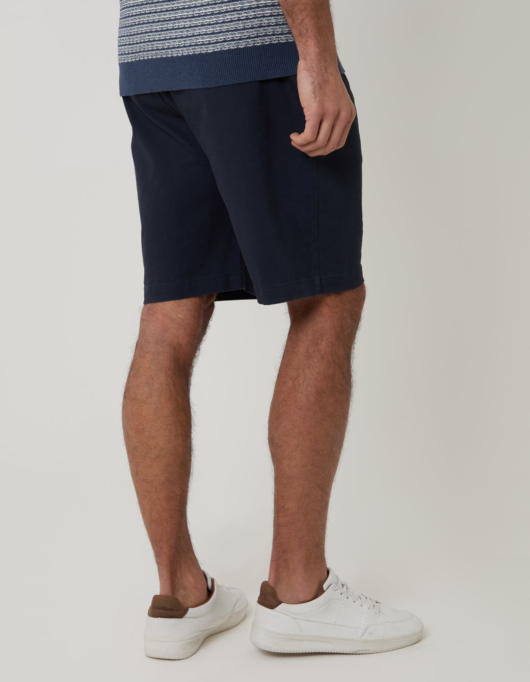 Threadbare Regular Fit Stretch 3 Pocket Chino Shorts in Navy - back view