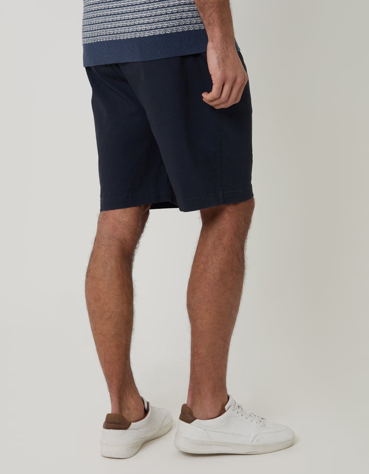 Threadbare Regular Fit Stretch 3 Pocket Chino Shorts in Navy - back view