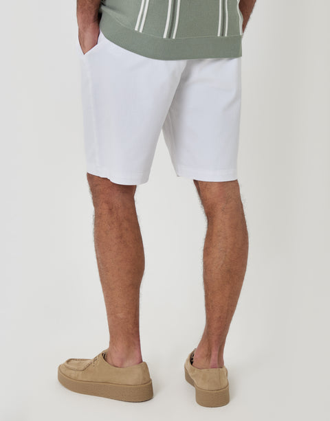 Threadbare Regular Fit Stretch 3 Pocket Chino Shorts in White - back view