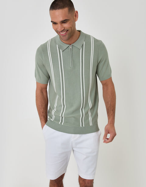Threadbare Regular Fit Stretch 3 Pocket Chino Shorts in White - front view, hand in pocket