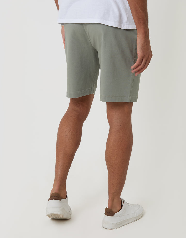 Threadbare Regular Fit Stretch 3 Pocket Chino Shorts in Sage Green - back view