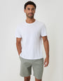 Threadbare Regular Fit Stretch 3 Pocket Chino Shorts in Sage Green - T-shirt pairing