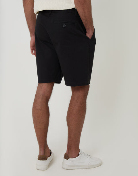 Threadbare Regular Fit Stretch 3 Pocket Chino Shorts in Black - back view
