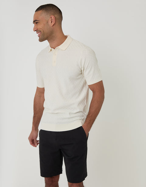 Threadbare Regular Fit Stretch 3 Pocket Chino Shorts in Black - polo shirt pairing