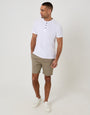 Threadbare Shorter Length Elasticated Waist Stretch Chino Shorts in Taupe - full body