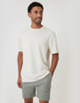 Threadbare Shorter Length Elasticated Waist Stretch Cargo Shorts in Sage Green - T-shirt pairing
