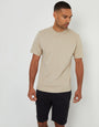 Threadbare Textured T-Shirt in Stone - front view