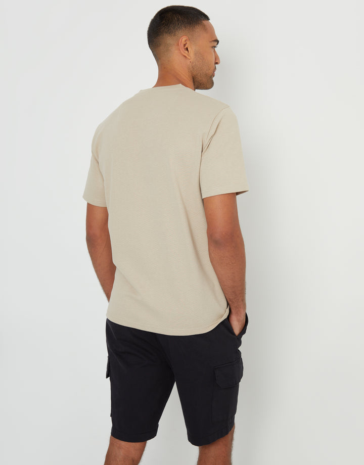 Threadbare Textured T-Shirt in Stone - back view