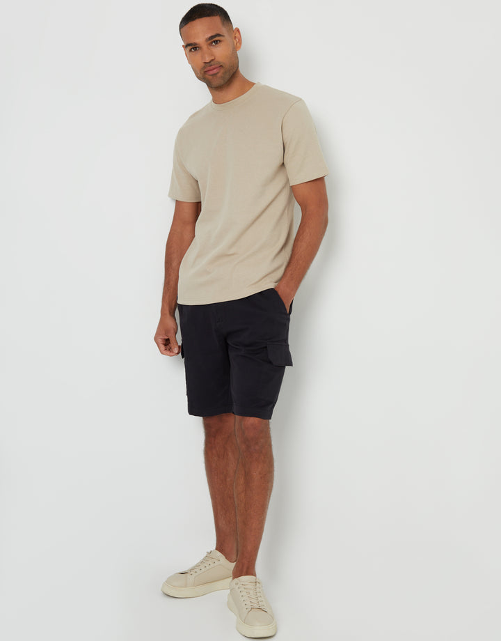 Threadbare Textured T-Shirt in Stone - full body