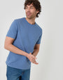 Threadbare Textured Crew Neck T-Shirt in Denim Blue - close up