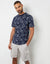 Navy Floral Print Crew Neck T-Shirt