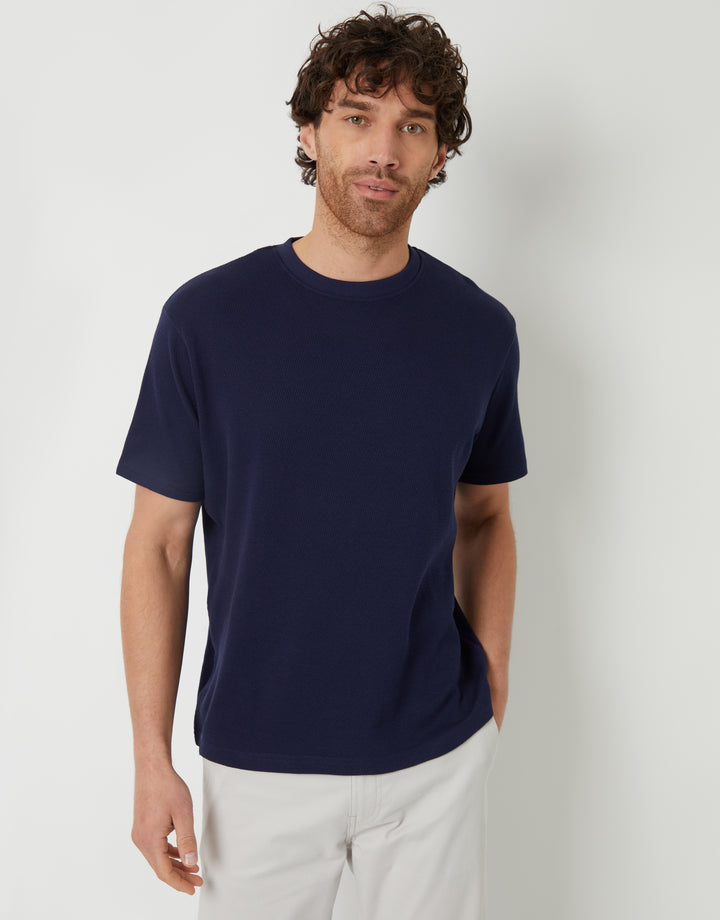 Textured T-Shirt in Navy