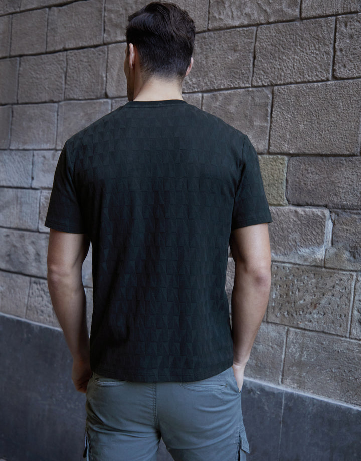 Black Textured Short Sleeve T-Shirt