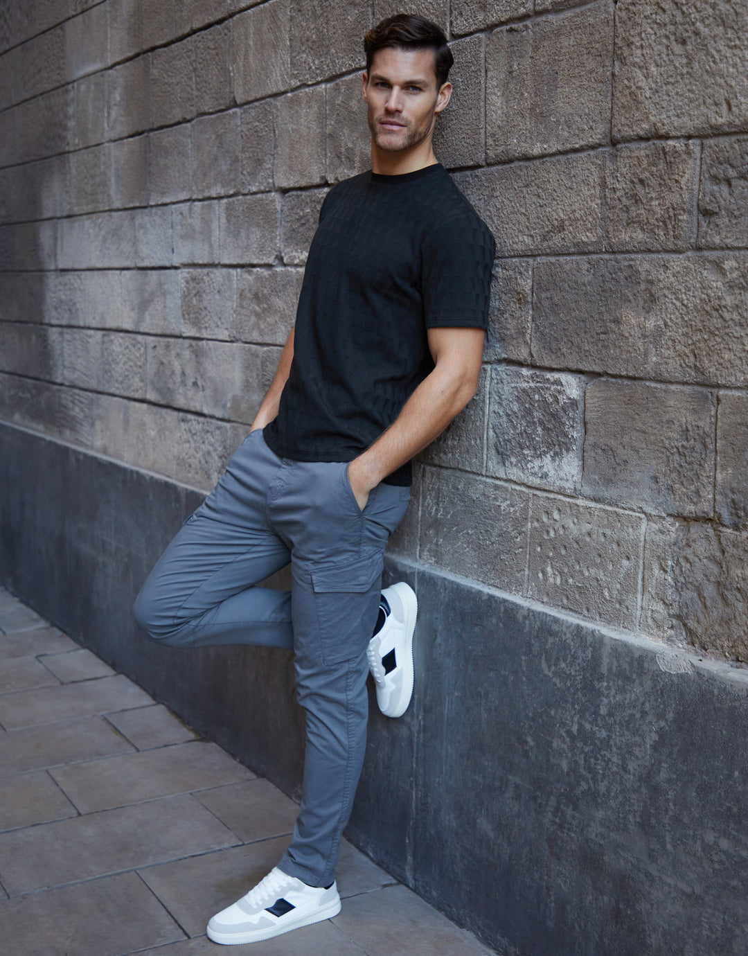 Black Textured Short Sleeve T-Shirt