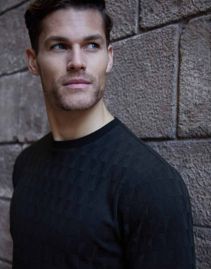 Black Textured Short Sleeve T-Shirt