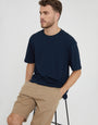 Navy Relaxed Fit Textured T-Shirt