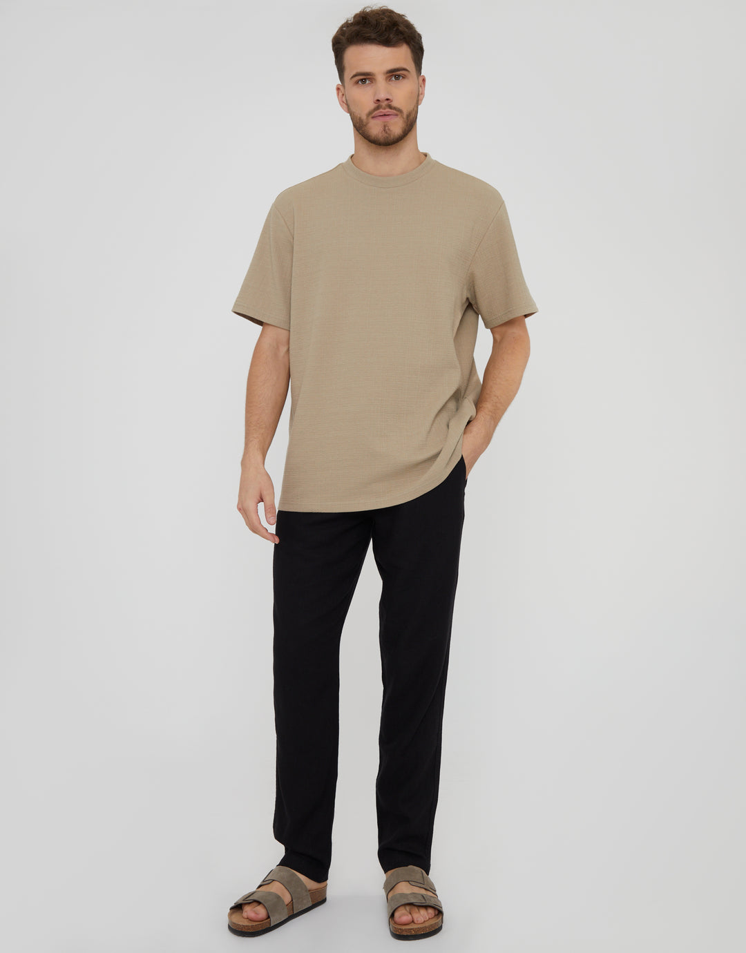 Stone Textured Relaxed Fit Short Sleeve T-Shirt