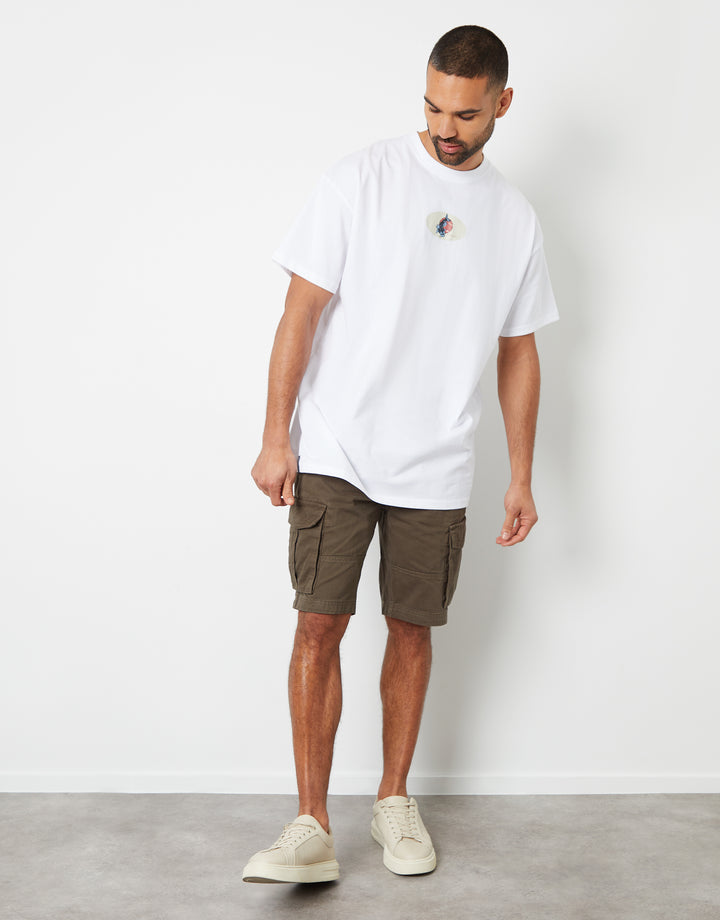 White Koi Fish Graphic Print Oversized T-Shirt