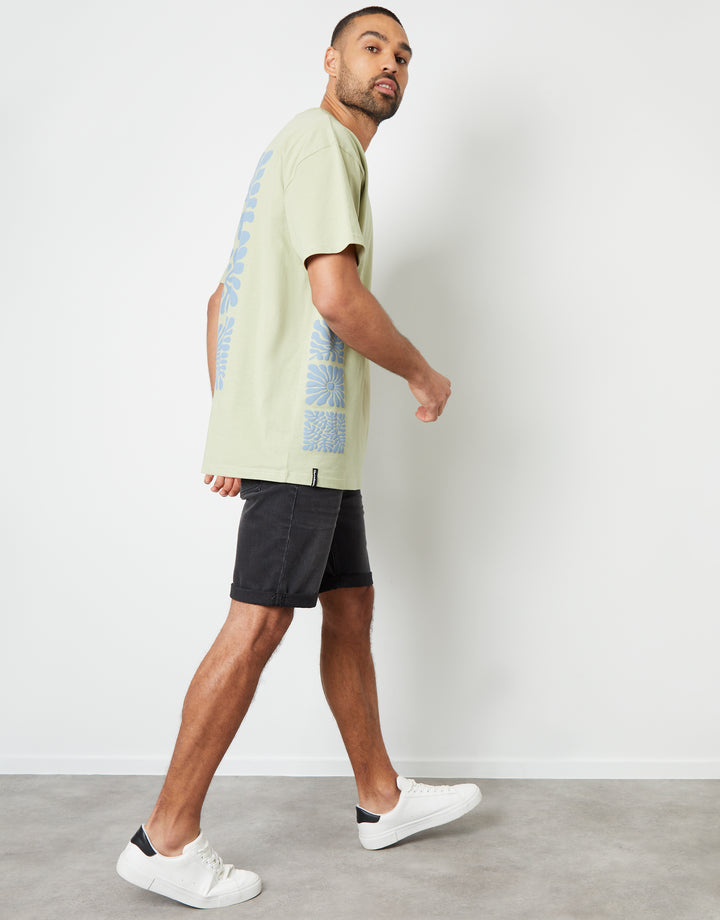 Sage Green Graphic Print Oversized T-Shirt