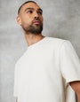 Ecru Textured Relaxed Fit T-Shirt