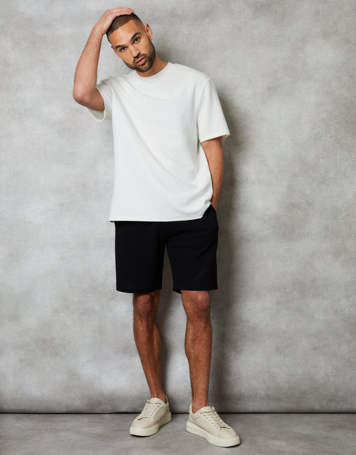 Ecru Textured Relaxed Fit T-Shirt