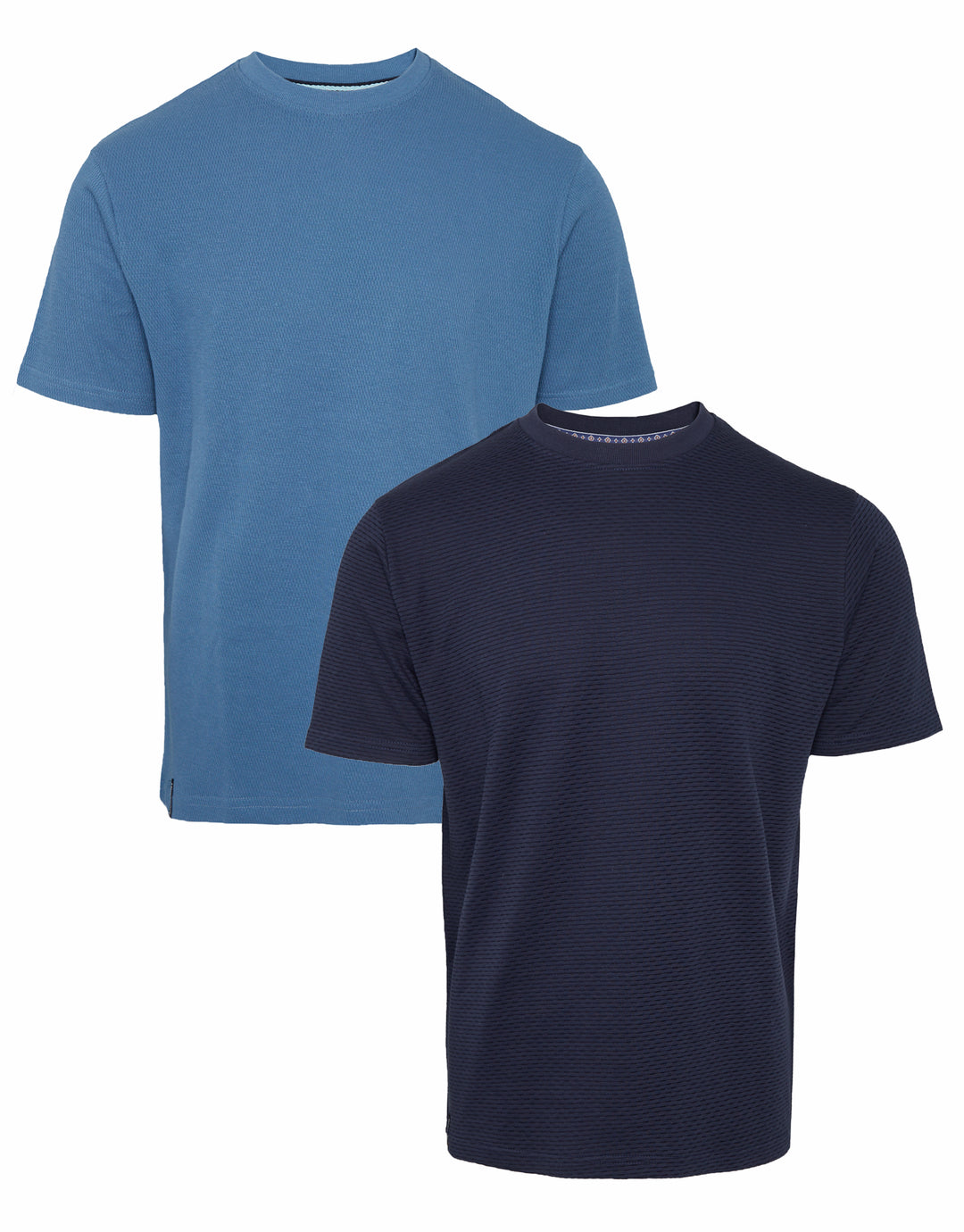 2 Pack Textured Short Sleeve T-Shirts in Blue