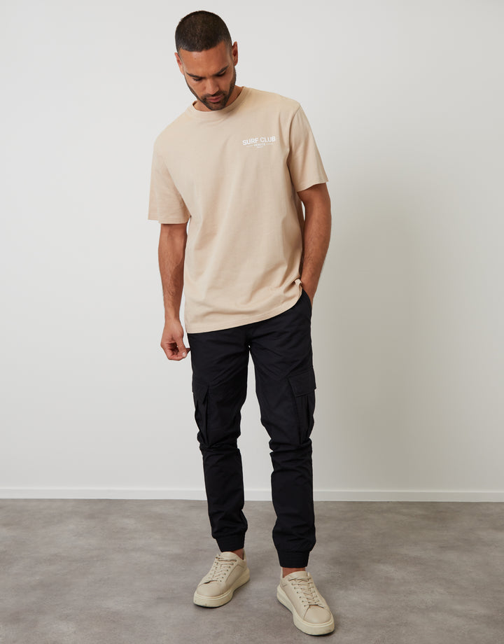 Dark Stone Relaxed Fit Surf Club Graphic Print T-Shirt