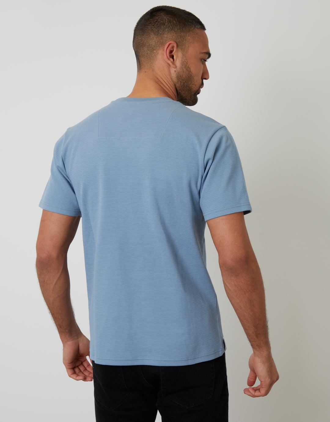 Denim Blue Jersey Slub Short Sleeve T-Shirt