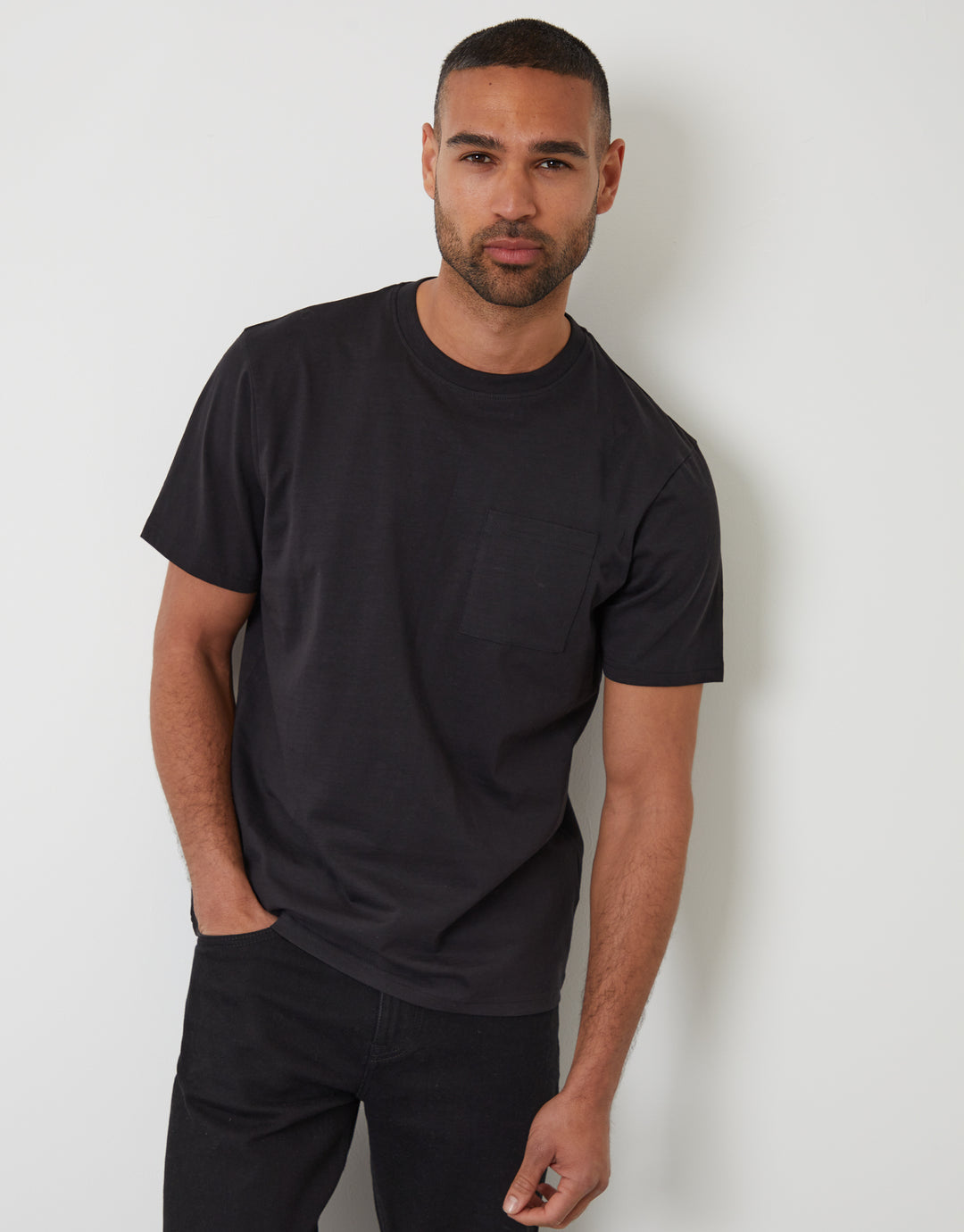 Black Jersey Slub Short Sleeve T-Shirt