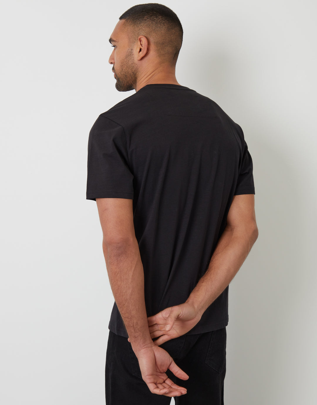 Black Jersey Slub Short Sleeve T-Shirt