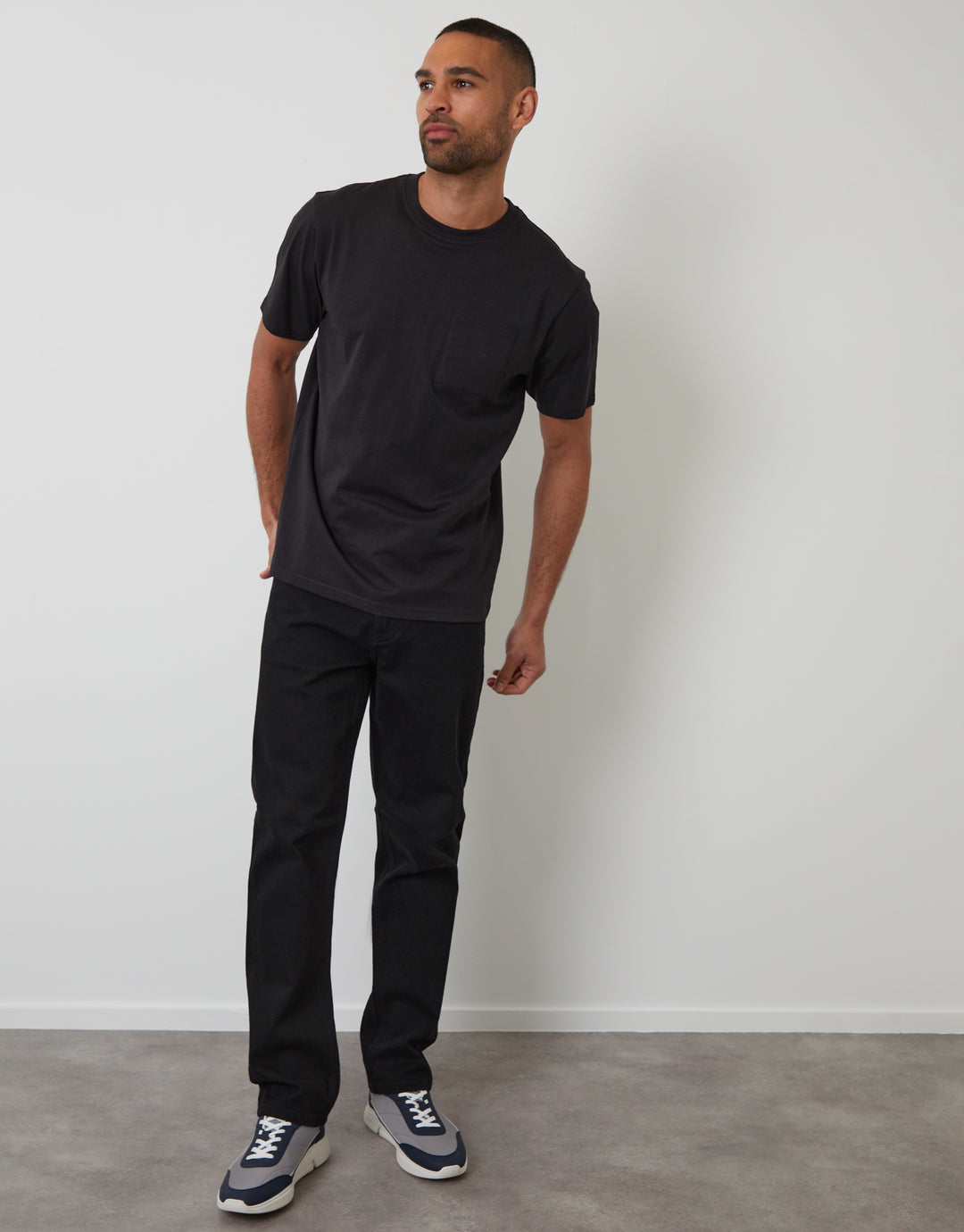 Black Jersey Slub Short Sleeve T-Shirt