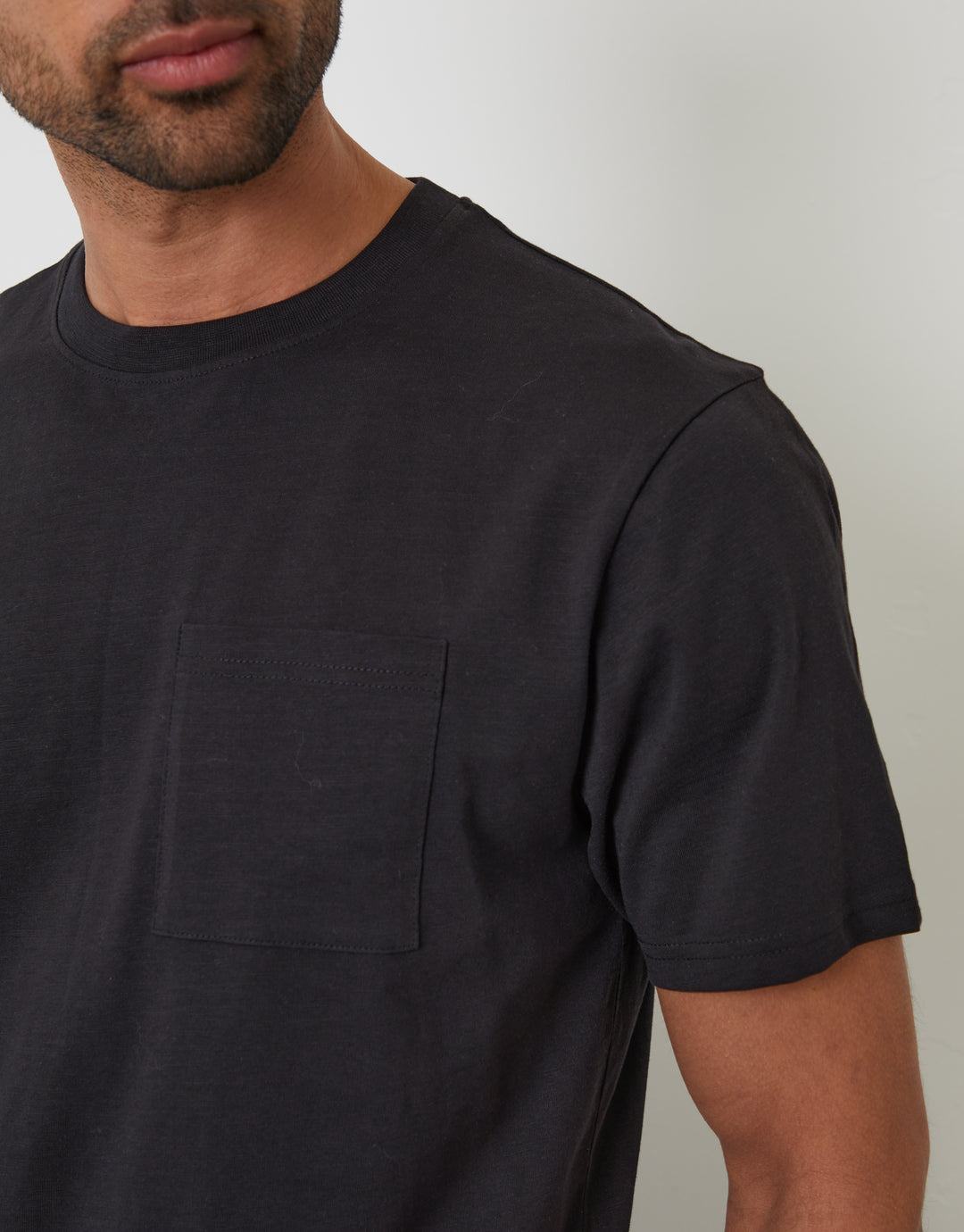 Black Jersey Slub Short Sleeve T-Shirt