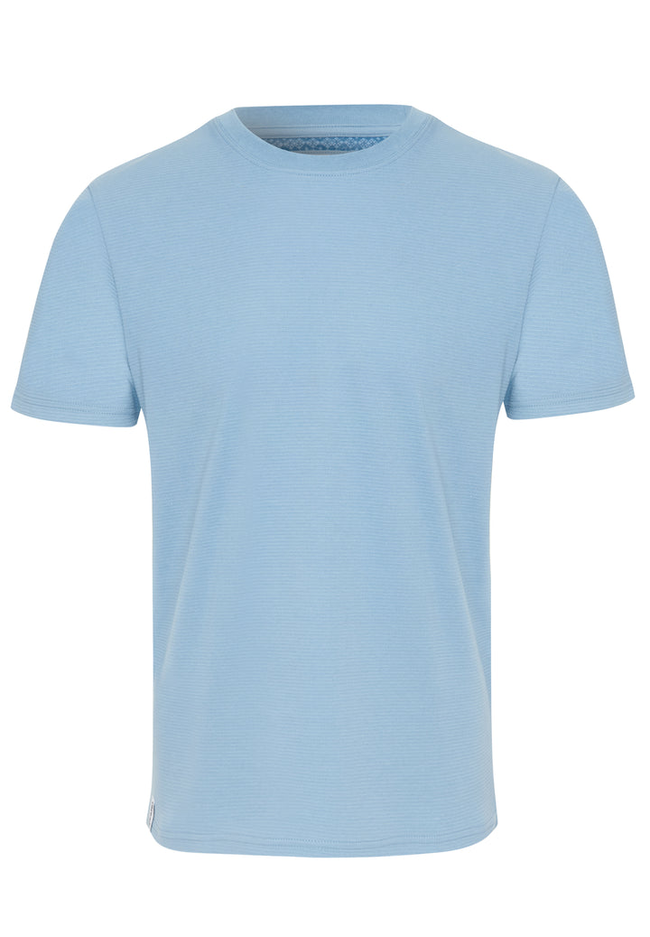 Washed Denim Blue Ottoman Textured T-Shirt