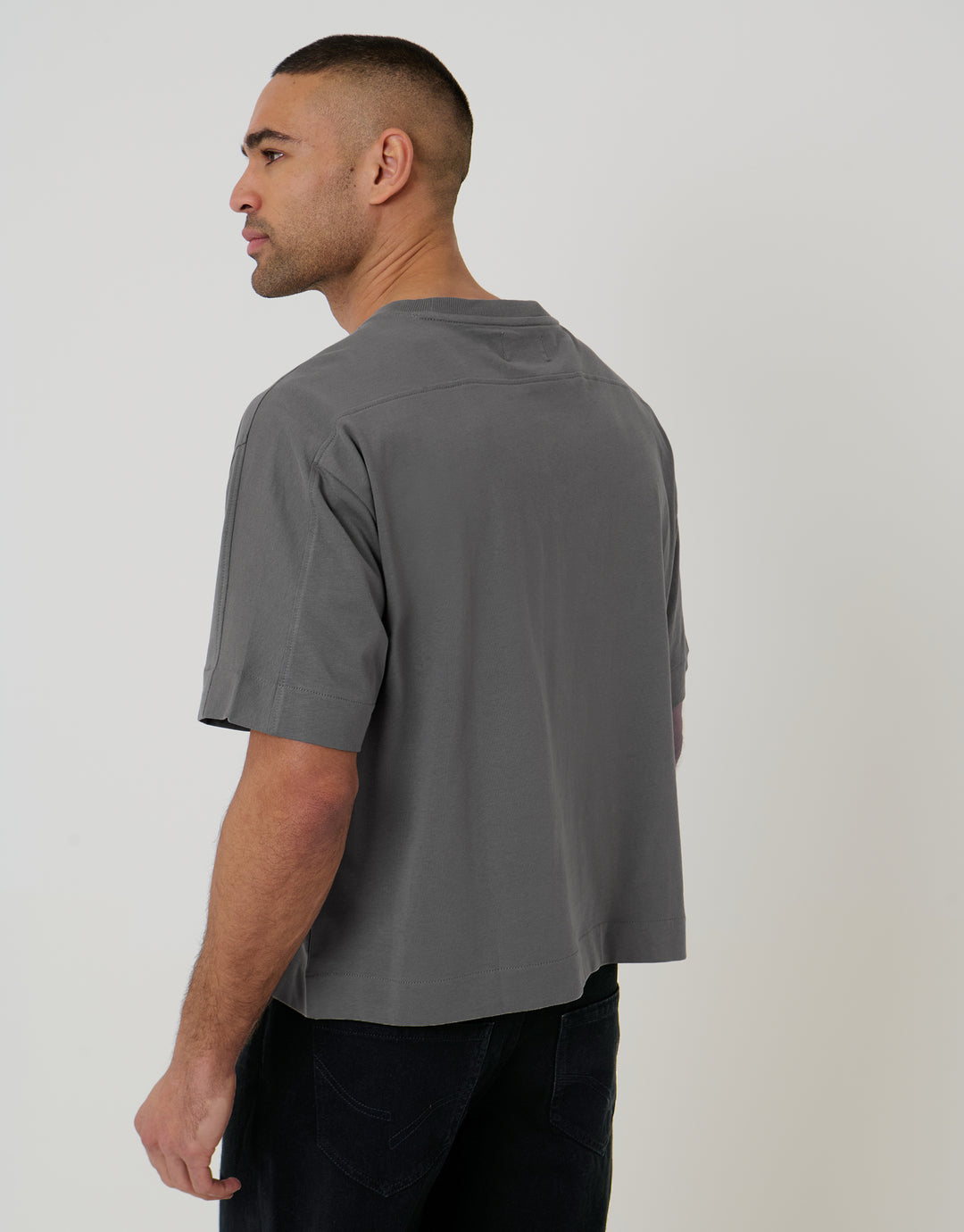 Slate Grey Boxy Relaxed Fit Cotton T-Shirt