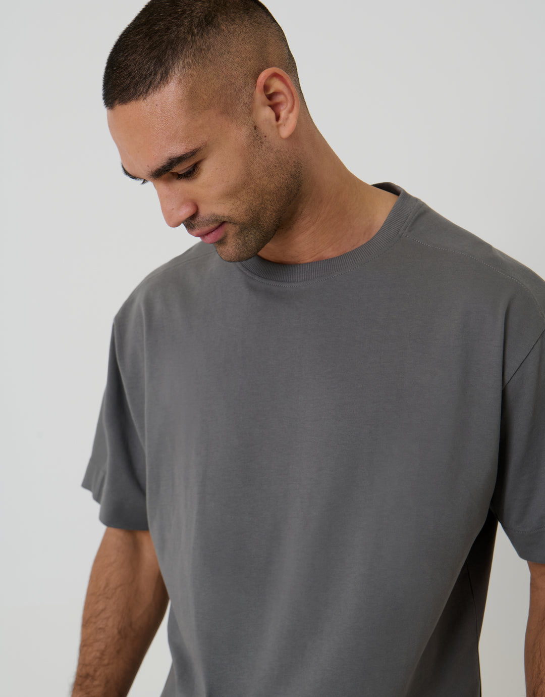 Slate Grey Boxy Relaxed Fit Cotton T-Shirt