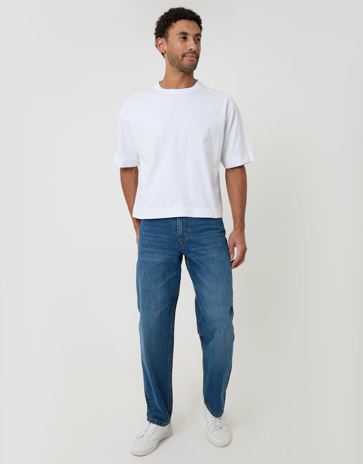 White Boxy Relaxed Fit Cotton T-Shirt