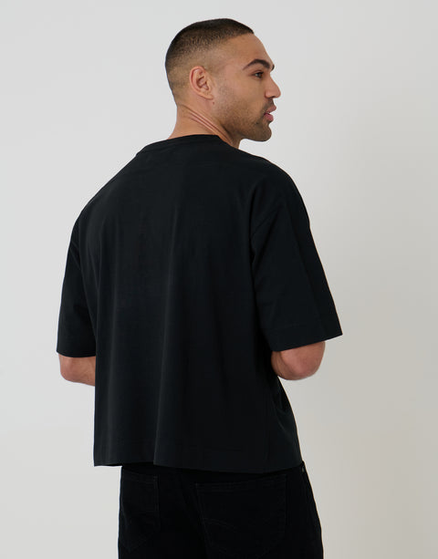 Threadbare Boxy Relaxed Fit Cotton T-Shirt in Black - back view