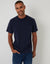 Navy Peached Cotton Crew Neck T-Shirt