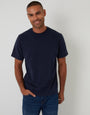 Navy Peached Cotton Crew Neck T-Shirt