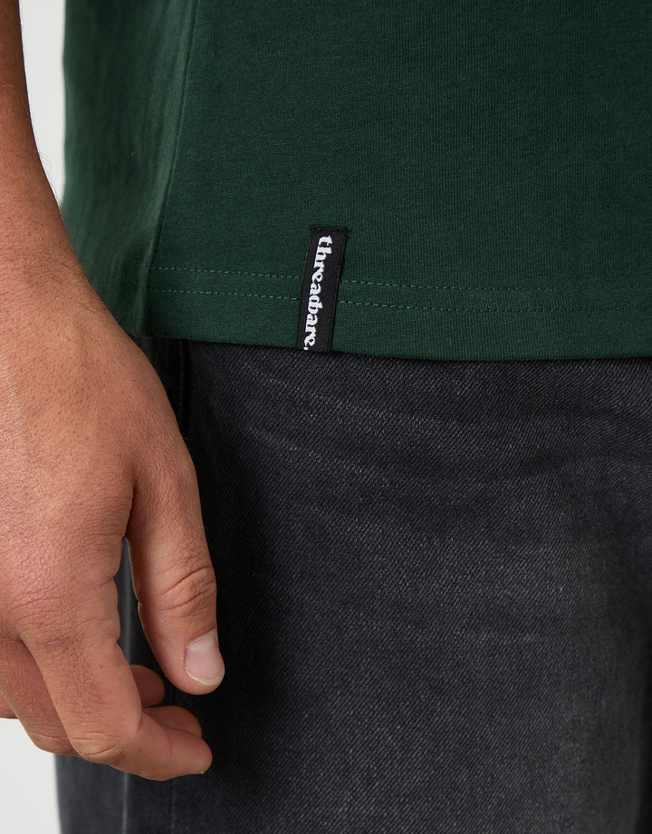 Forest Green Peached Cotton Crew Neck T-Shirt