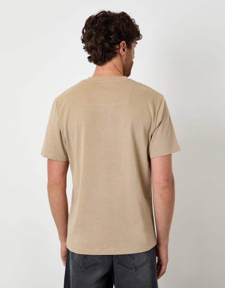 Stone Peached Cotton Crew Neck T-Shirt