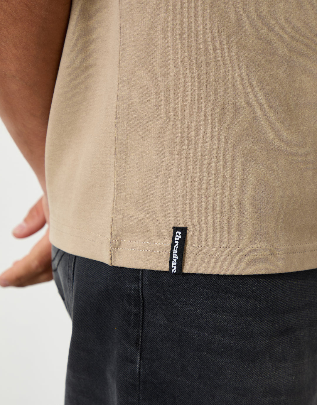 Stone Peached Cotton Crew Neck T-Shirt