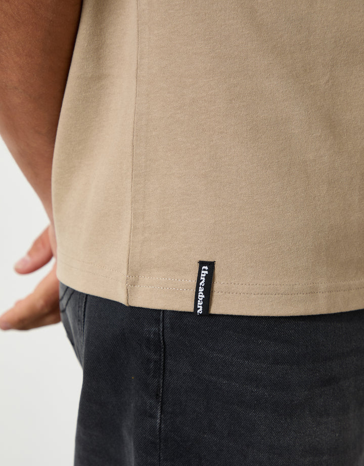 Stone Peached Cotton Crew Neck T-Shirt