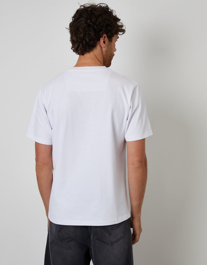 White Peached Cotton Crew Neck T-Shirt