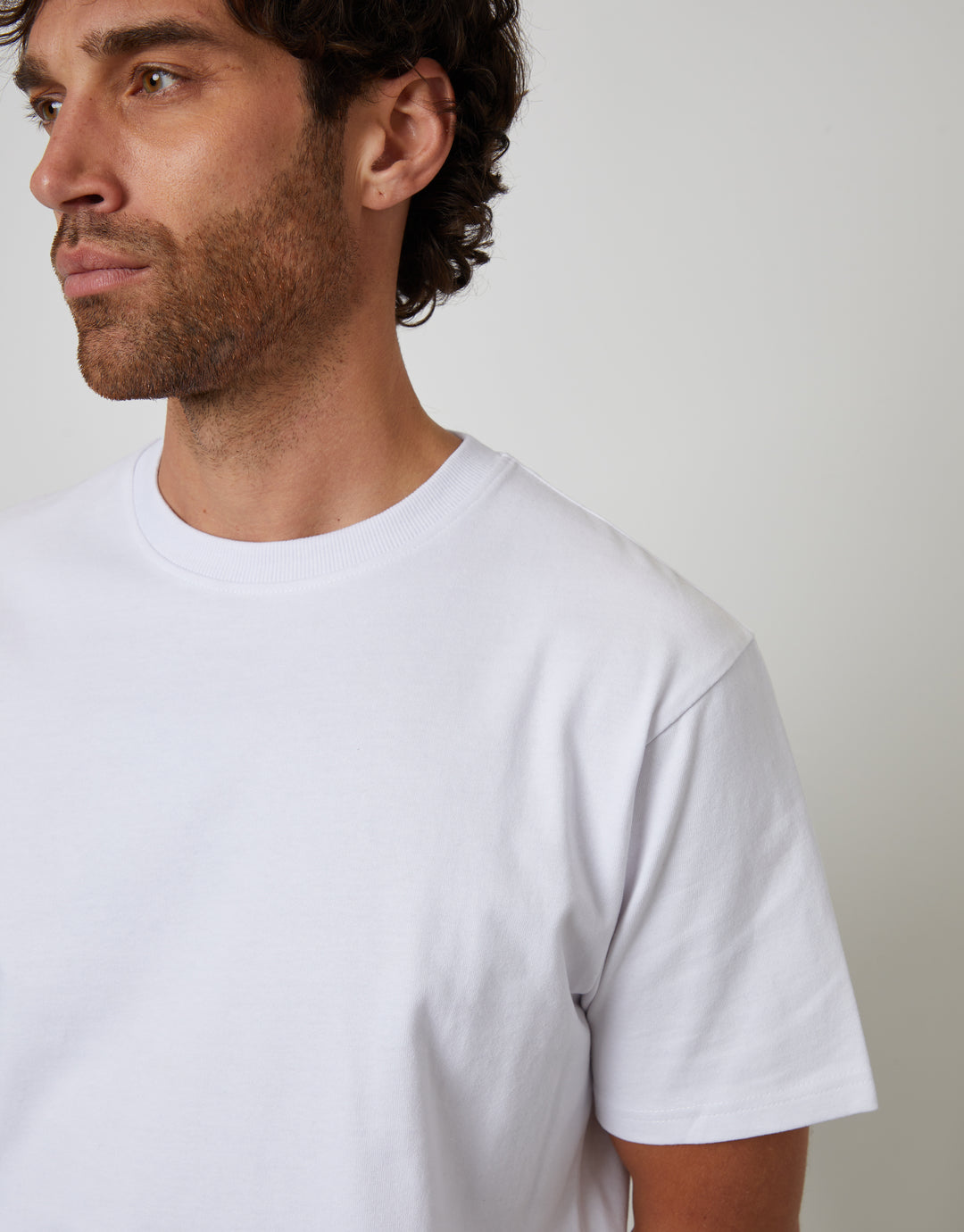 White Peached Cotton Crew Neck T-Shirt