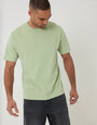 Threadbare Peached Cotton Crew Neck T-Shirt in Sage Green - front view
