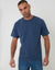 Peached Cotton Crew Neck T-Shirt in Denim
