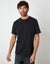 Peached Cotton Crew Neck T-Shirt in Black